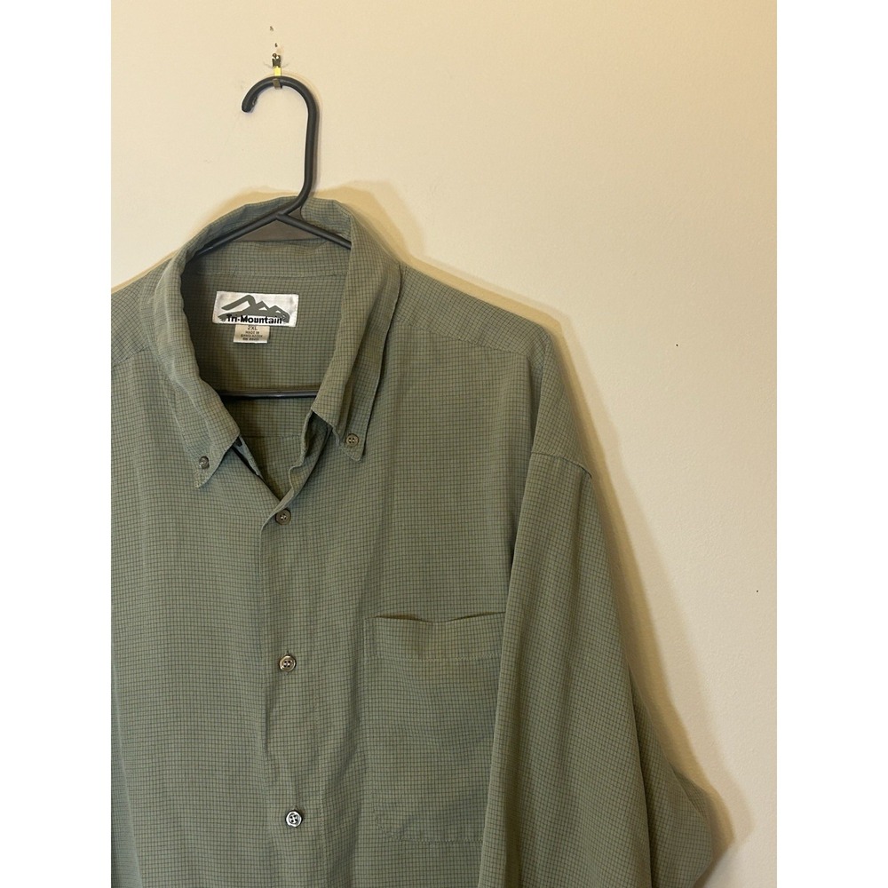 Tri-Mountain Shirt Mens 2XL Olive Green Button Up Long Sleeve Shirt